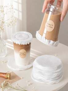 Haus Hana 50/100/500 PCS Bantalan Film Segel Cangkir Kopi Bulat – Anti Bocor, Pelapis Tutup Tahan Minyak untuk Teh Boba & Minuman - Putih - View 2
