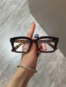 1pc Women's Leopard Print Bohemian Style PC (Polycarbonate) Square Frame Large Transparent Glasses, Suitable For All Seasons - Multicolor - View 13