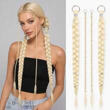 2 Packs 24 Inch Y2K Style Synthetic Long Braided Hair Extensions With Silver Star Decor, Soft Colorful Holiday Cosplay Party Hair Extensions For Women And Girls - Multicolor - View 18