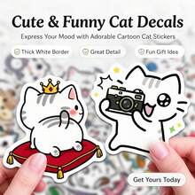50 buah Stiker Kucing Lucu dan Menggemaskan, Stiker Kucing Ekspresif Gaya Jepang, Paket Stiker Hewan Peliharaan Seni Garis Estetik, Tahan Air untuk Laptop, Ponsel, Perencana, Buku Tempel, Hadiah Buatan Tangan DIY, Hadiah Natal Praktis untuk Pecinta Kucing - MultiWarna - View 2