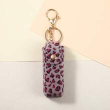 1pc Y2K Leopard Print Storage Bag, Cute Faux Fur Mini Organizer With Keychain, Snap Button Storage Bag, Gift For Her - Multicolor - View 14