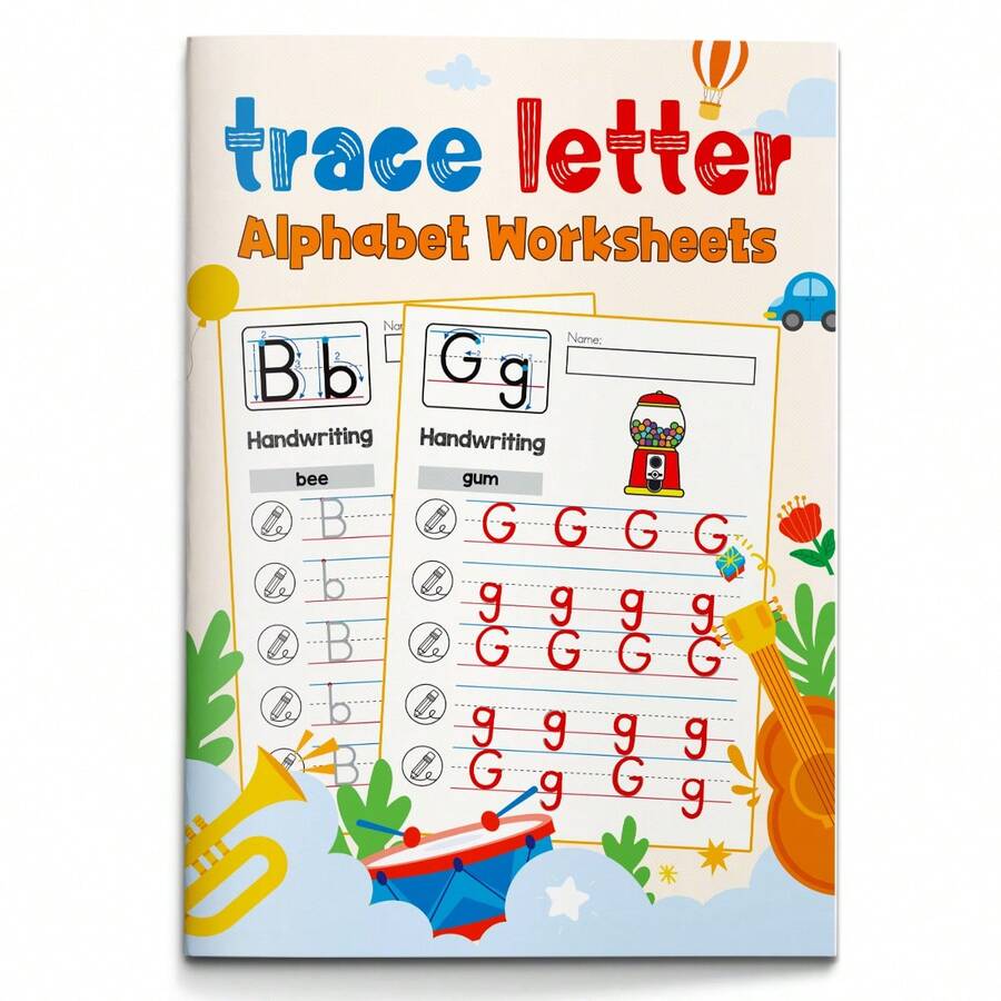 English Alphabet Tracing & Handwriting Workbook For Kids, A-Z Uppercase & Lowercase Letter Practice, Stroke Guide, Letter Recognition, Picture Vocabulary, Fine Motor Skills, Early Writing Practice For Home & Classroom - Alphabet Tracing & Handwriting Practice - View 1