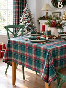Christmas Green Plaid Tablecloth, Classic Tartan Rectangular Table Cover For Holiday Dining, Farmhouse Kitchen, Christmas Party & Winter Home Decor Christmas Home Decor Christmas Decor Christmas Decorations For Home - Multicolor - View 8