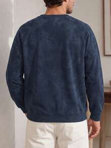 Men's Crew Neck Casual Sweatshirt, Loose Fit Pullover Sports Sweatshirt For Spring And Autumn, American Style Men's Wear, Outdoor Commuting Long Sleeve Men's Top - Navy Blue - View 3