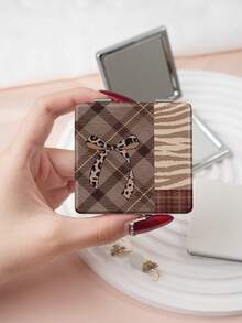 1PC Millennium Y2K Series Portable Vanity Mirror, Foldable Lightweight Ultra-Thin Convenient Hand Mirror, PU Leather, Suitable For Multiple Scenarios And All People, Foldable Small Square Mirror, Pocket Mirror, Cartoon Star Bow Cherry Heart Plaid Printed Pattern Design, Exquisite Handheld 180° Flip Cover Multi-Function Mini Mirror Compact Mirror Mirrors, Daily Holiday Birthday Valentine's Day - Multicolor - View 8