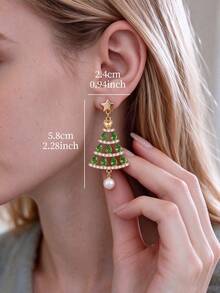 1 Pair Exquisite Fashion Glass Geometric Earrings Suitable For Women To Wear At Christmas Party - Multicolor - View 4