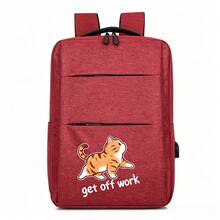 Business Backpack With Off-Duty Cat Print, Suitable For Boys And Girls, Campus, Short Trips, Daily Commute And Work, All-Season Large Capacity Compartment For Laptop And Various Study Supplies - Backpack - View 6