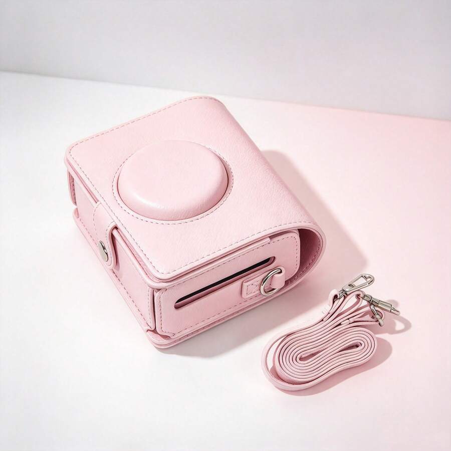 Instant Camera Protective Case Set PU Leather Protective Cover With Side Photo Pocket + Crossbody Shoulder Strap, Suitable For Fujifilm Instax Mini Series Camera Protective Case, Vintage Leather Protective Cover, Essential Travel Photography Camera Accessory - View 1