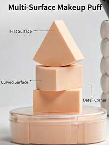 Triangular Wedge Makeup Sponge Puff, 2-In-1 Skin & Sponge Surface Makeup Puff Set With Storage Box, Soft Sponge Suitable For Foundation & Concealer, Women's Makeup Tool - Multicolor - View 6