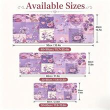 1pc Purple Patchwork Floral Butterfly Desk Mat, Multi-Purpose Makeup Nail Art Table Pad, Large Non Slip Desktop Protector S/M/L/XL - View 5