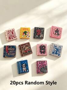 20pcs Colorful Magic Book Pendants, Vintage Distressed Style Hanging Charms, Suitable For DIY Jewelry Making And Handmade Crafts, Earrings, Necklaces, Bag Charms, Keychains, Phone Case DIY Sticker Material - Multicolor - View 6