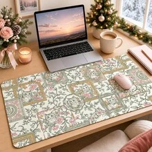 1pc Vintage Framed Floral Cat Desk Mat, Multi-Purpose Makeup Nail Art Table Pad, Large Non Slip Desktop Protector S/M/L/XL - View 2