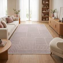 Washable Modern Minimalist Patterned Area Rug – Scandinavian Geometric Design, Contemporary Washable Carpet For Living Room, Bedroom & Home Decor - Beige - View 4
