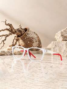 1pc Men Square Frame Eyeglasses Stylish Frame With Temple Lightweight Light Eyewear Optical Glasses For Office Casual Outdoor Daily Wear - Multicolor - View 7
