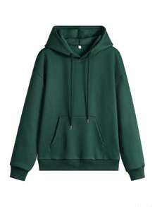 Women's Loose Drawstring Pocket Sweatshirt, Long Sleeve Pullover Sweatshirt, Suitable For Autumn/Winter Wear - Green - View 4