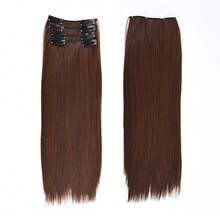 4-Piece Ekstensi Rambut untuk Wanita, Rambut Lurus Panjang, 1-Piece Patch Rambut Penambah Volume Tak Terlihat Tanpa Sambungan dengan Highlight, Penambah Volume Rambut, Ekstensi Rambut Jepit dengan Klip BB, Aksesori Rambut - Hitam - View 22