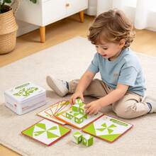 3D Wooden Puzzle Blocks With Geometric Cubes And Multi-Level Pattern Challenge Cards, Build Matching Shapes Based On Reference Cards, Develop Spatial Logic Thinking, Observation And Problem-Solving Skills, STEM Early Education Desktop Toy, Parent-Child Interactive Challenge Game, Suitable For Boys And Girls 3+ Years Old, Birthday And Holiday Gift - Multicolor - View 3