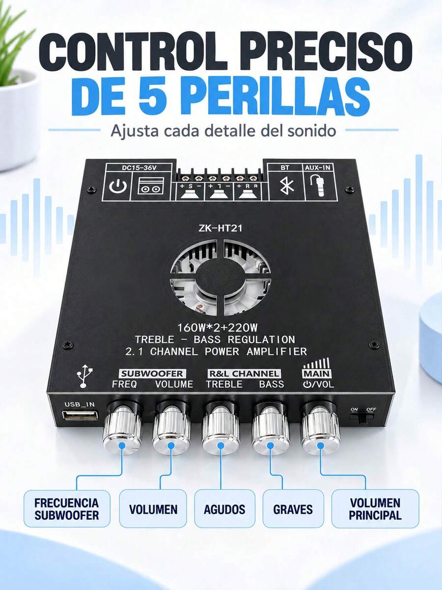 2.1 Channel HT21 Digital Power Amplifier Module TDA7498E Subwoofer High-Low Frequency Car Audio Amplifier