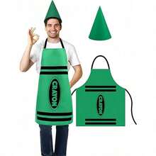 2pcs Adult Colorful Crayon Costume Set: Apron & Cone Hat - Creative Colorful Dress Up For Christmas Parties, Cosplay, Teacher Dress Up & Group Themes - Durable Fabric, Adjustable Size, Fun Party Costume Gift For Men, Women And Friends - Multicolor - View 12