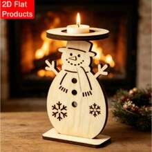 Wooden Christmas Snowman Bonfire Candle Holder, Christmas Holiday Tabletop Decor, Unfinished Natural Wood Blank, DIY Handmade Craft - H - View 2