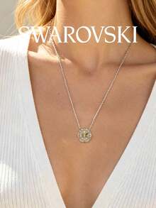 Swarovski Women's Flower Necklace, High-End Crystal Pendant, Rhodium-Plated Long Chain Design, Luxury Jewelry Accessory, Gift - Multicolor - View 6