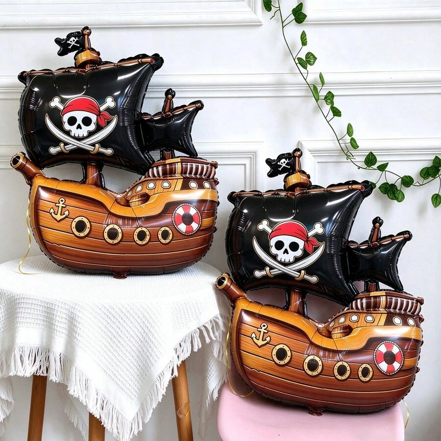 1/2pcs Pirate Ship Foil Balloon Skull Pirate Balloon Suitable For ...