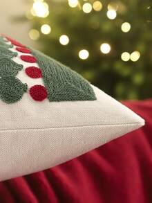 Miater 1pc/2pcs Christmas Decorative Pillow Case Embroidered Canvas Snowflake Sofa Living Room Bedroom Home Decor Holiday Gift - Green - View 3