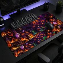 1pc Retro Pixel Halloween Ghost Pumpkin Gaming Desk Mat, Multi-Purpose Makeup Nail Art Table Pad, Large Non Slip Desktop Protector S/M/L/XL - View 4