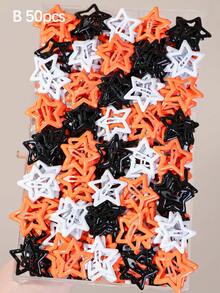 100/50/10pcs Girls Halloween Color Theme Five-Pointed Star BB Hair Clips, Hair Claw Clips, Hair Clips, Bangs Hair Accessories, Daily Use, Gift - Multicolor - View 9