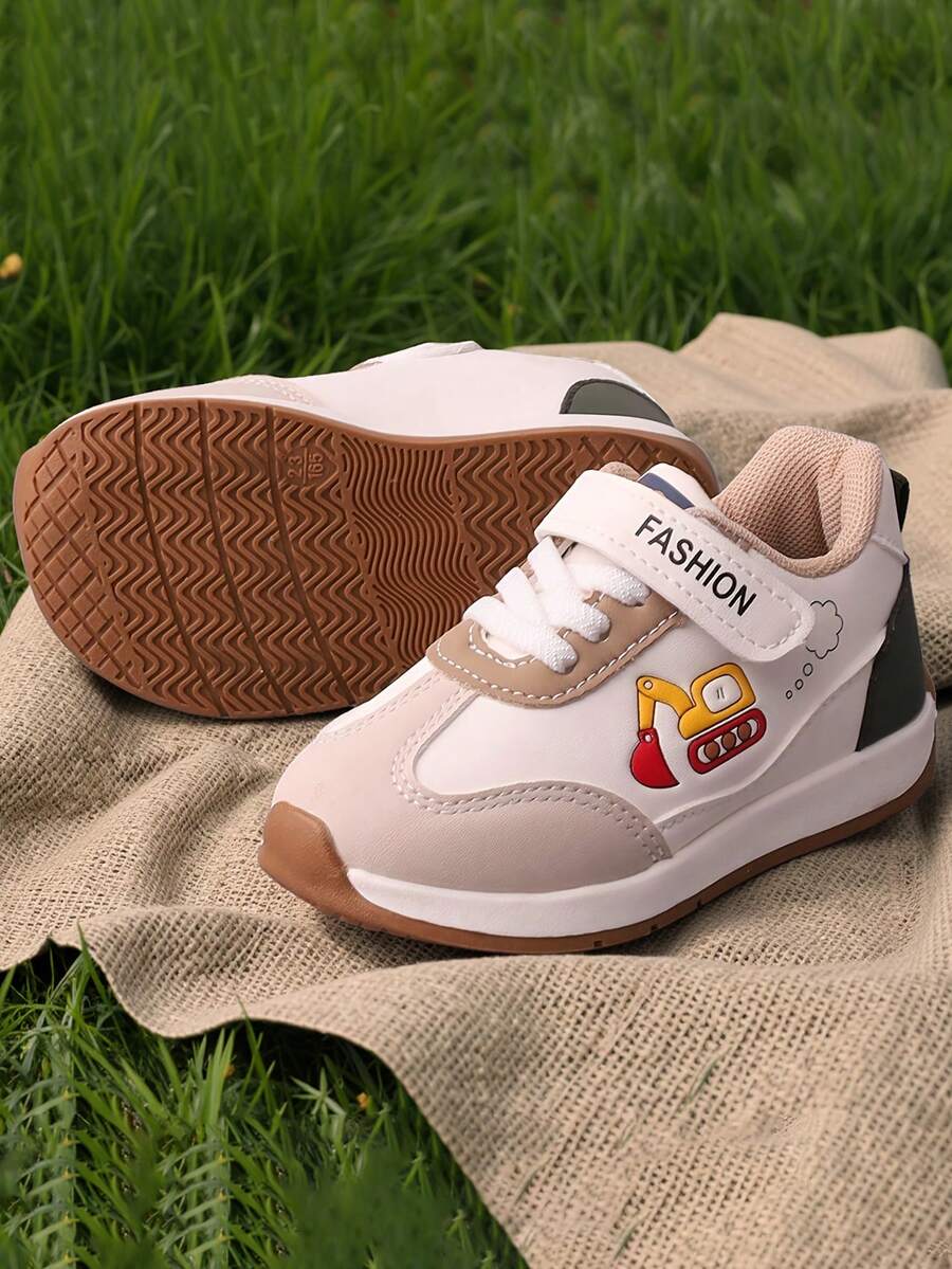 2026 Boys' Running Shoes, Fashionable Comfortable Cartoon Car Design - Khaki - View 1