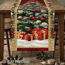 Set Of 2D Flat Printed Tablecloth, Polyester Tablecloth With Santa Claus And Christmas Patterns, Rectangular Dining Table Decoration, Suitable For Kitchen, Family, Holiday Gatherings, Dinner Parties, And Personal Decoration - 9 - View 4