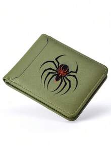 High Quality Black PU Leather Spider Print Wallet, With Spacious Capacity, Coin Pouch And Multiple Card Slots, Fashion Business Style, Perfect Gift Choice - one-size - View 8
