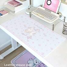 Leather Desk Mat, Floral Print Bunny Bear Tablecloth, Ins Style Japnese Korean Female Computer Desktop Gaming Mat, Office And Home Desk Keyboard Mat, Waterproof Anti Slip And Stain Resistant Mouse Pad - View 1