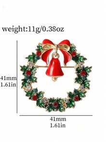1pc/3pcs Christmas Brooch Set, Fashionable Personalized Christmas Brooches, Christmas Wreath, Bell, Letter, Rhinestone & Enamel Metal Badge Accessories - Multicolor - View 8