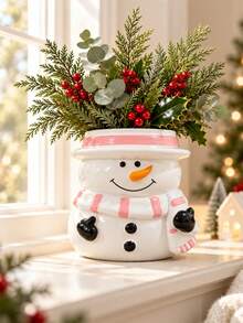 Christmas Snowman Vase Winter Home Decor, Holiday Flower Stand Living Room Tabletop Centerpiece Decoration, Holiday Decoration, Christmas Party Seasonal Display Decor - Multicolor - View 4