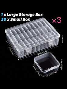 3/1 Nail Piece Storage Box With 30/15 Small Boxes, Beaded Storage Box, Diy Accessory Storage Box, Wearing Nail Piece Storage Box, Multi-Function Storage Box, Suitable For Manicurist, Mascara Beautician, Suitable For Containing Cosmetics - Multicolor - View 12