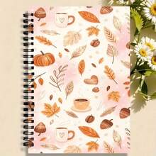 2D Flat 2D Plane Horizontal Line Notebook [Autumn Story] 1pc Pumpkin Mushroom Theme Spiral Notebook, 1pc, Mixed Paper, Suitable For School And Office Supplies, Perfect Gift For Friends And Colleagues - One Book (50 Pages, 100 Pages) - View 12
