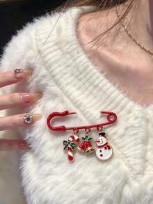 QIHOO 1件裝聖誕雪人鈴鐺糖果胸針，大衣與帽子裝飾配件，節日禮物扣飾，適合日常穿著 - 彩色 - 查看 2