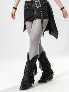 1pc Grey Matte Solid Color Velvet Tights, High Waist, High Elasticity ...