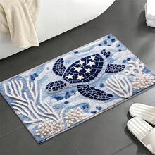 1pc Undersea Turtle Pattern Microfiber Bath Rug,Non-Slip Soft Bathroom Mat,Doormat,Water Absorption Mat,Machine Washable,Low Pile,TPR Backing,Knit Fabric,ForBedroom,Kitchen,Entryway,Indoor & Outdoor Use,Accessories & Home Decor,Perfect New House Gift - A - View 5