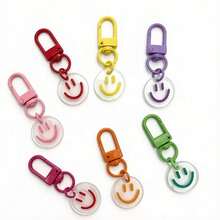 Cute 5-50pcs Women's Smile Shaped Multi-Color Candy Car Earphone Keychain, Fashion Key Ring, Suitable For Daily Wear, Keychain Gift Souvenir, Car Accessory, Bag Pendant, Campus Gothic Y2K Style - Multi-color - View 1