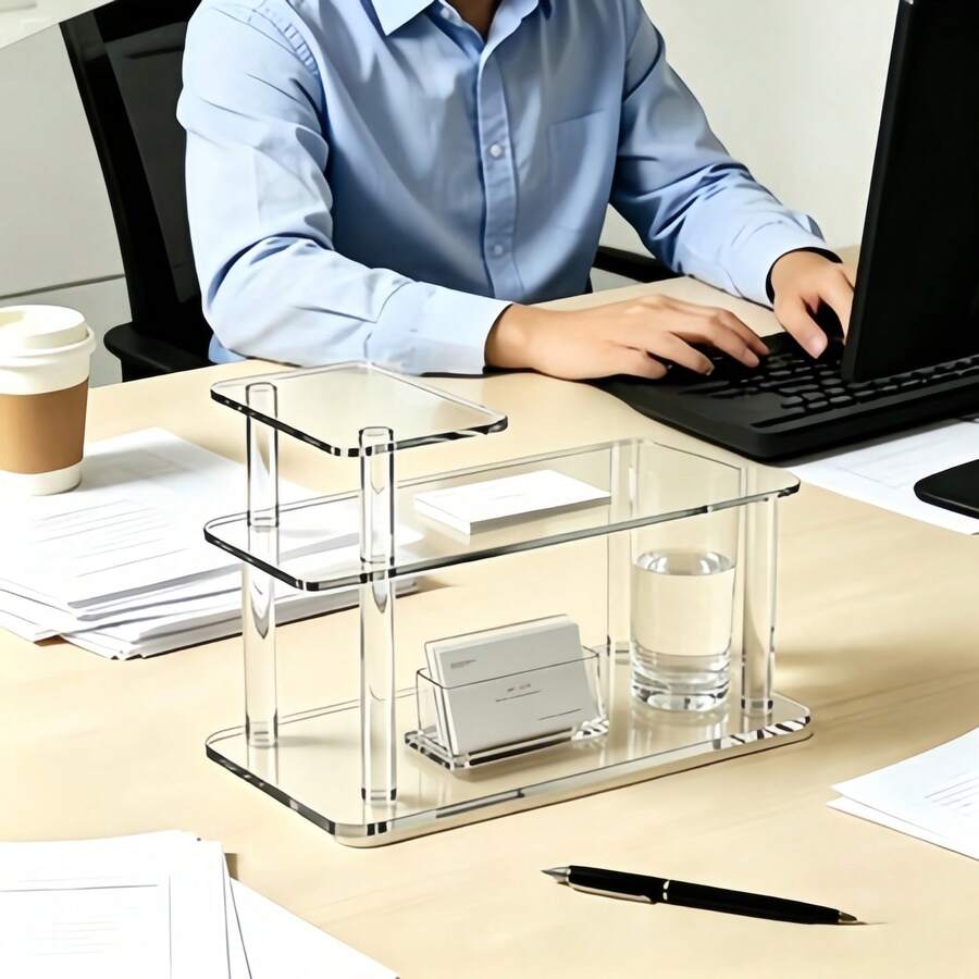 Transparent Desktop Organizer, Office Shelf And Display Rack, Perfume Holder And Storage Shelf, Desktop And Countertop Shelf, And Multifunctional Perfume Display Rack. - 1 - View 1