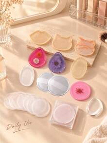 1pc Silicone Powder Puff, Soft And Delicate, Non-Absorbent, Makeup Tool, Professional Makeup Store Powder Puff, Cushion, Round Transparent Silicone - Multicolor - View 2