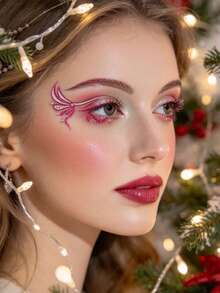 1pc Pink Glitter Butterfly Eyeliner Sticker, Self-Adhesive Glitter Rhinestone Eye Patch, Face Glitter Accessory, Suitable For Music Festival, EDM Party, Christmas, Cosplay, Stage Makeup DIY - Multicolor - View 3