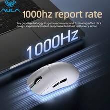 AULA Mouse Gaming Profesional SC680, Koneksi 3 Mode, Sensor PAW3395, DPI yang Dapat Diatur, Tombol Makro yang Dapat Disesuaikan, Pencahayaan RGB, Klik Senyap Tahan Aus. Untuk Gaming & Kantor, Kompatibel dengan Windows, iOS, Android, Perangkat Periferal Komputer Universal. - View 6