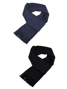 1pc/2pcs/3pcs Women's Autumn/Winter Solid Color Faux Cashmere Long Tassel Scarf, Soft Skin-Friendly Thickened Warm Oversized Shawl, Multi-Color Options, Outdoor Windproof Cold-Resistant Versatile Coat Neck Warmer - Multicolor - View 20