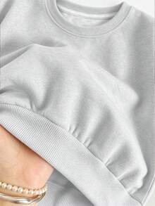 2pcs/Set Girls Minimalist Casual Slogan Print Crew Neck Sweatshirt & Flare Pants Outfit, Autumn/Winter Fashion Comfortable New Style - Multicolor - View 4