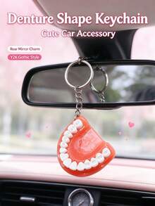 Realistic Tooth Shaped Pendant Keychain, Casual Car Accessory, Bag Charm, Backpack Pendant, Suitable For School, Cute Gothic Y2K Style (Adult Bag Charm) - Multicolor - View 5