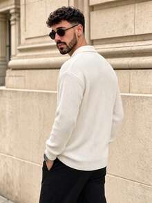 Lookun Men's Vintage Turn-Down Collar Pullover Sweater Long Sleeve Casual Commute Outerwear Autumn/Winter - Apricot - View 6