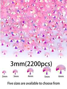 2mm-6mm 树脂水钻、平底水晶、粉色 AB 未经热处理水钻，适用于 DIY 工艺品、杯子、瓶子、玻璃杯、服装、散装闪亮水晶石、工艺装饰品 - 粉紅色AB - 查看 10